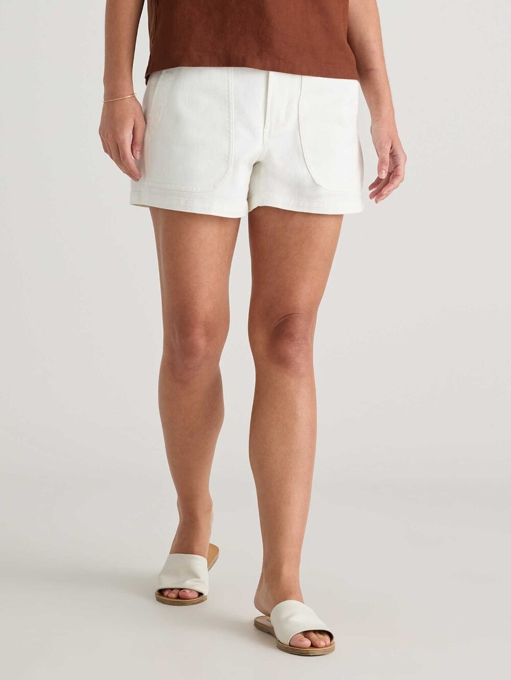 Quince Organic Stretch Cotton Utility Shorts - Ivory